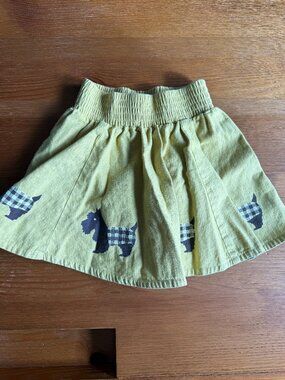 Matilda Jane Girls Scottie Dog Skirt Size 4 Yellow Plaid Elastic Waist